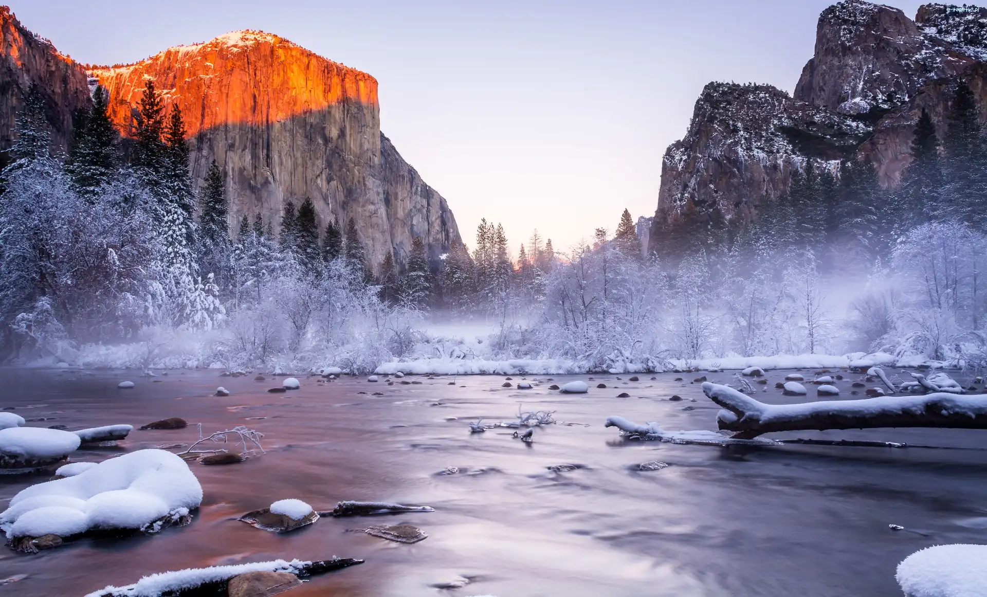 Stan Kalifornia G Ry Park Narodowy Yosemite Stany Zjednoczone Zima