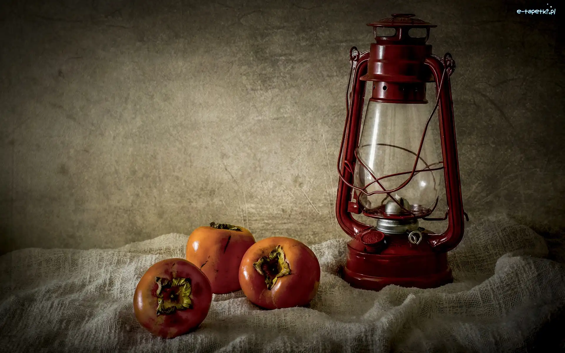 Lampa, Persymona, Owoce, Martwa natura, Kaki