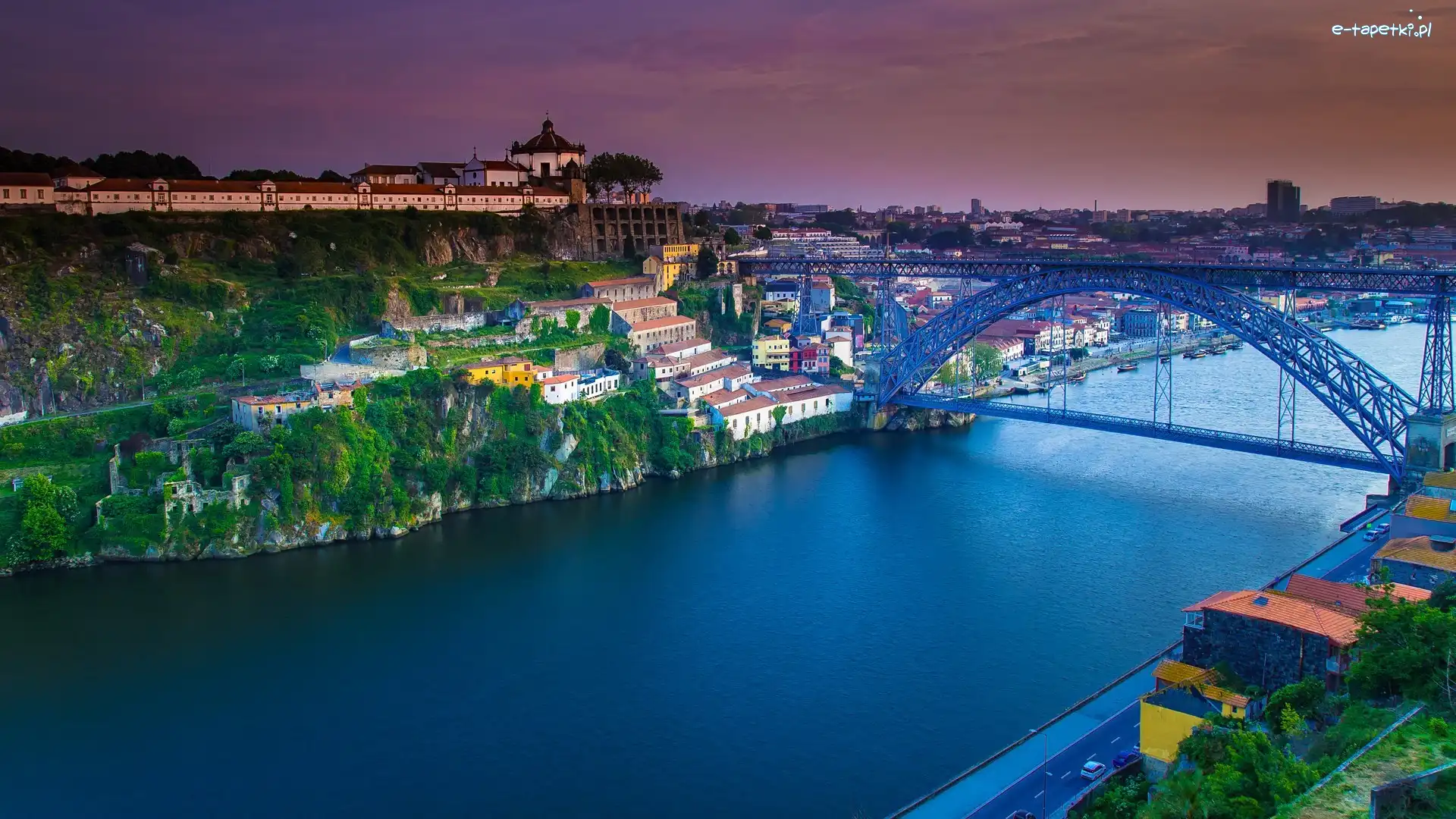 Porto, Rzeka Duero, Domy, Portugalia, Ponte Dom Luis I, Most