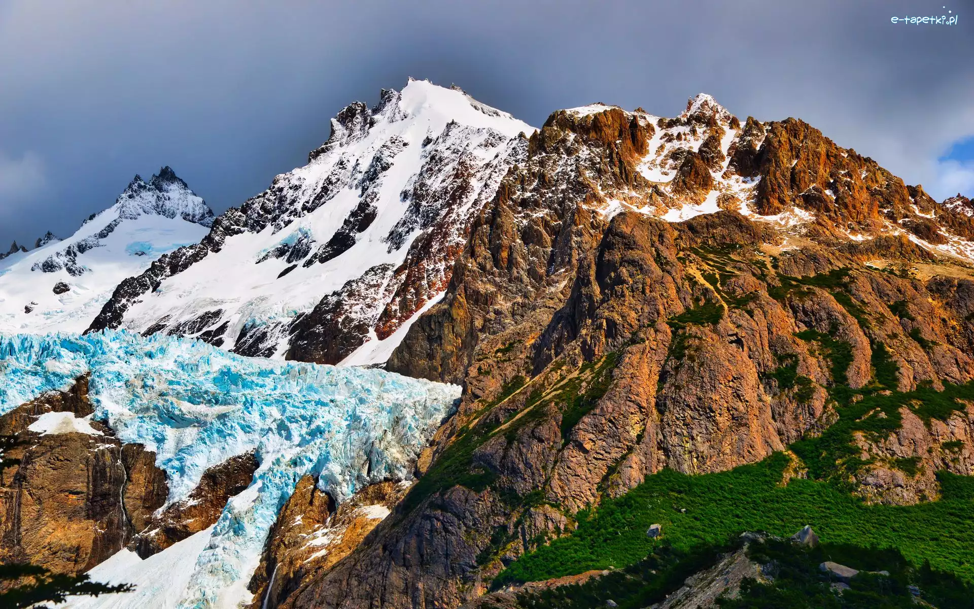Góry, Glaciar Piedras Blancas, Argentyna, Patagonia, Park Narodowy Los Glaciares, Śnieg, Niebo, Lodowiec