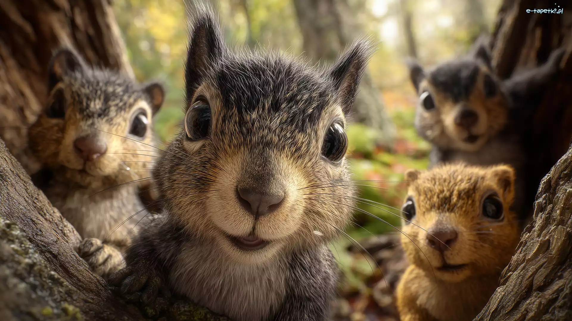 Grafika AI, Selfie, Wiewiórki