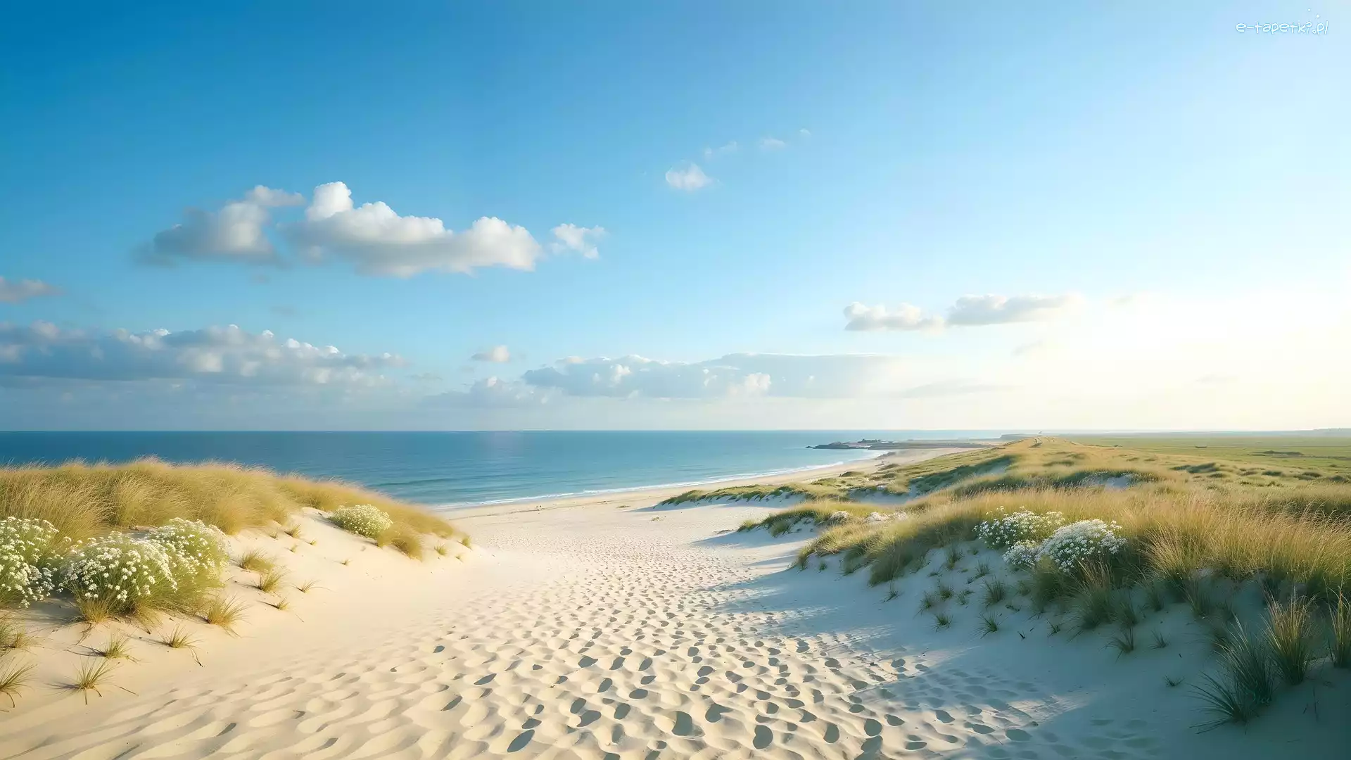 Plaża, Błękitne, Morze, Chmury, Niebo