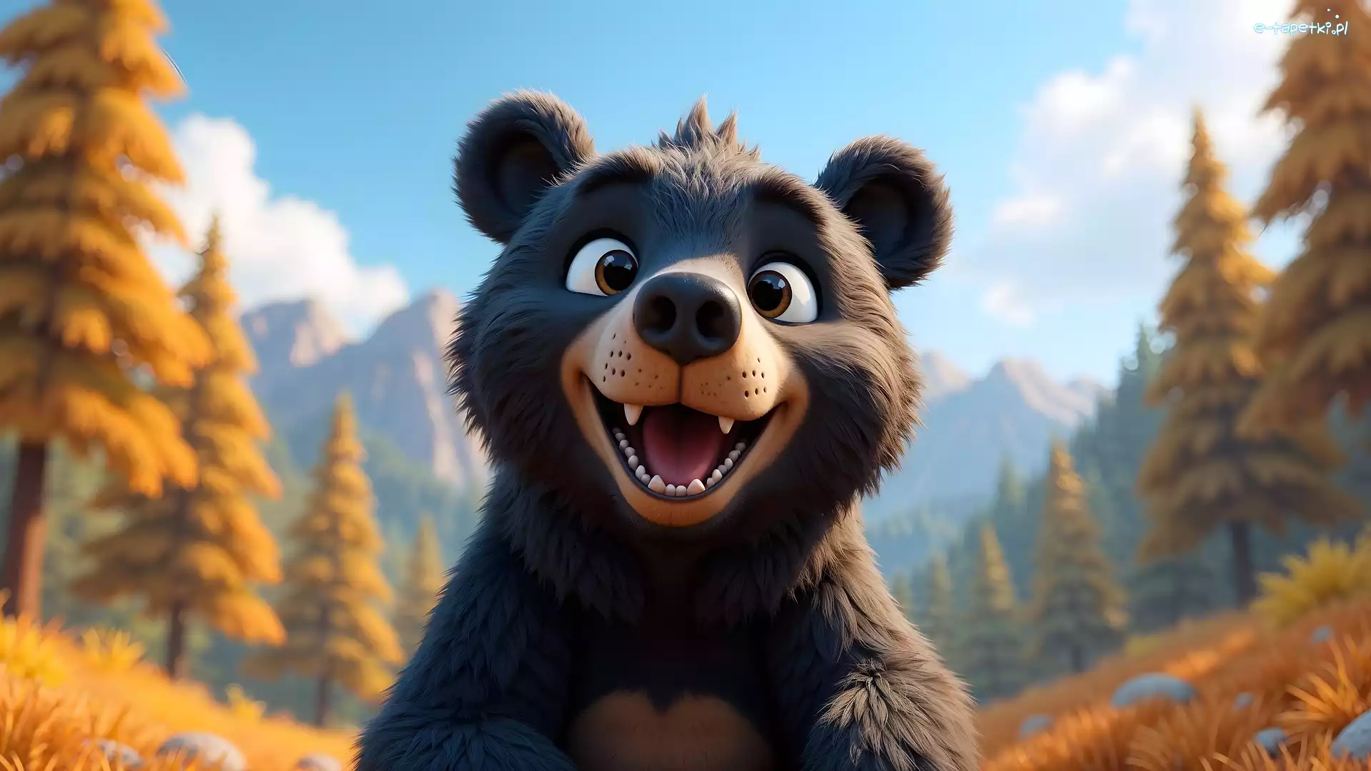 Uśmiechnięty, AI, Drzewa, Niedźwiedź