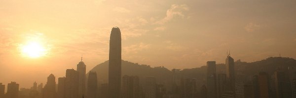 Miasto, Łodzie, Zachód Słońca, Hong Kong