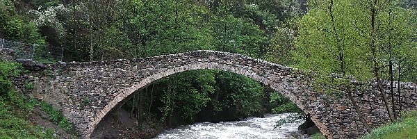 Mostek, Las, Rzeka, Pireneje, Andora, Kamienny, Valira