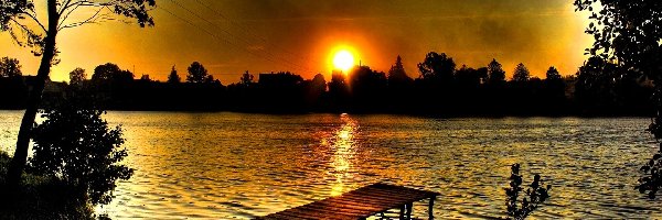 Zachód Słońca, Pomost, Jezioro