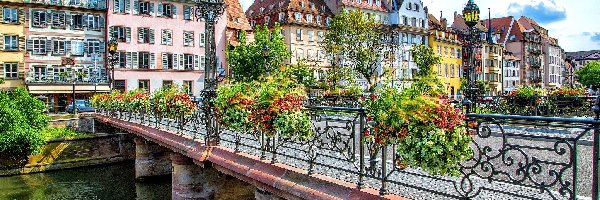 Strasburg, Most, Rzeka, Francja, Kamienice, Kolorowe