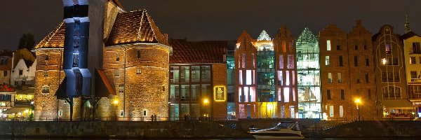 Noc, Żuraw Gdański, Port, Zasbytek, Gdańsk, Polska