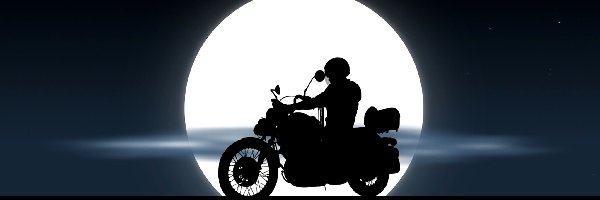 Motocyklista, Księżyc, Noc, Yamaha XV535 Virago