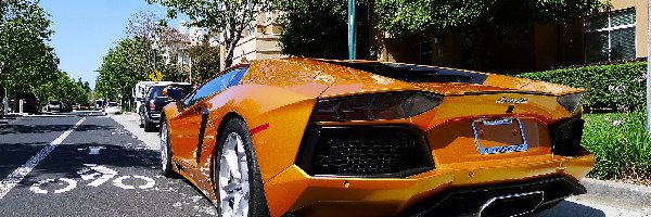 Ulica, Lamborghini Aventador LP700-4, Żółty