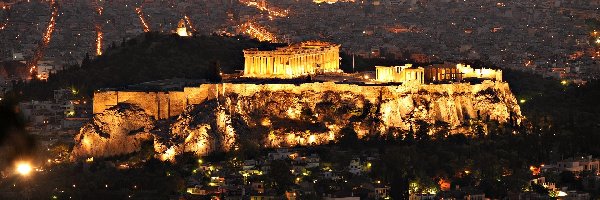 Akropol, Oświetlony, Grecja