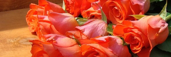 Róż, Pomarańczowych, Bukiet
