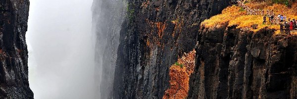 Wodospad, Skały, Wiktorii, Zambia, Turyści