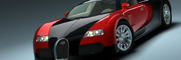 Czarny, Veyron, Bugatti, Czerwony