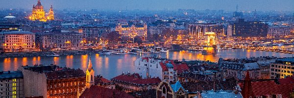 Budapeszt, Panorama, Miasta, Węgry, Most, Rzeka