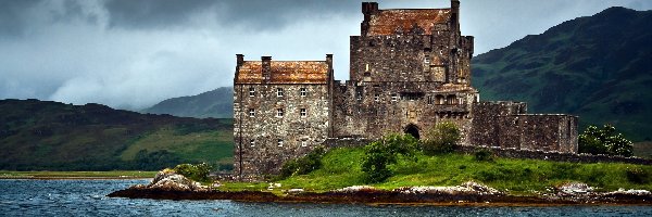 Zamek Eilean Donan, Region Highland, Wyspa Loch Duich, Jezioro, Szkocja
