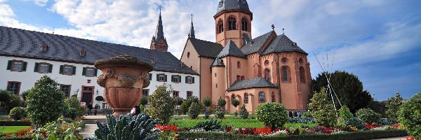 Kościół, Ogród, Klasztor, Niemcy, Hesja Seligenstadt
