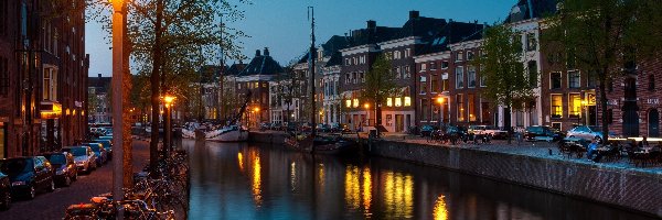 Rzeka, Nocą, Amsterdam