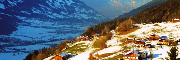 Domy, Lasy, Góry, Austria, Tyrol