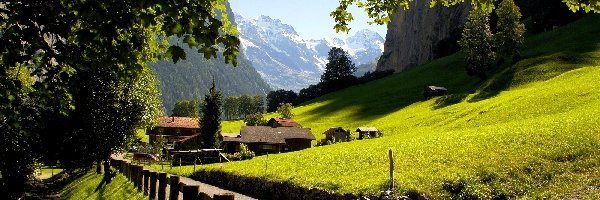 Góry, Camping Jungfrau, Droga, Szwajcaria, Lauterbrunnen
