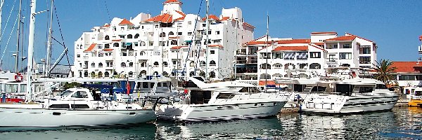 Jachty, Gibraltar, Domy, Port