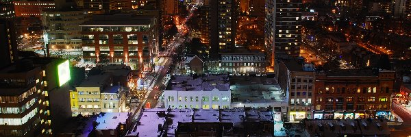 Panorama, Nocą, Miasta, Toronto