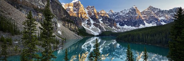 Jezioro, Las, Góry, Kanada, Park Narodowy Banf
