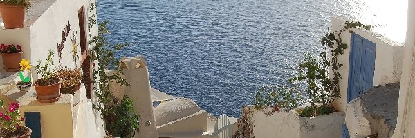 Grecja, Morze, Schody, Santorini