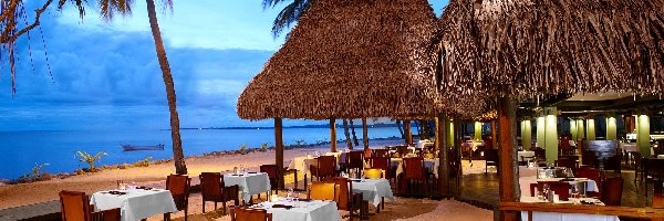 Plaża, Tropik, Ocean, restauracja