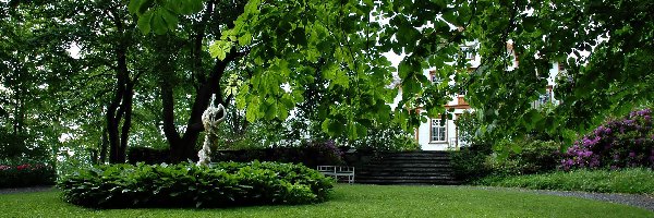 Ogród, Ringve, Botaniczny, Trondheim, Posąg