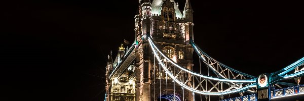 Tower Bridge, Noc, Miasto, Anglia, Londyn