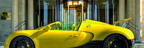 Żółty, Veyron, Bugatti, Budynek, 16.4 Grand Sport