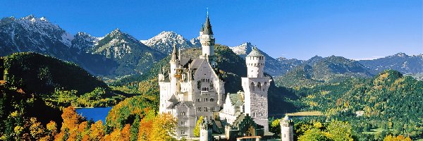 Niemcy, Jesień, Zamek Neuschwanstein, Góry, Lasy