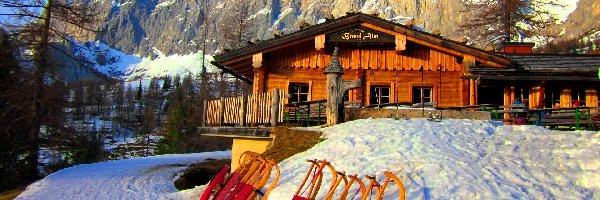 Austria, Brand Alm, Hotel, Zima, Góry