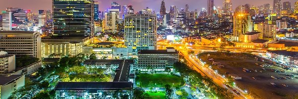 Bangkok, Noc, Miasto, Tajlandia