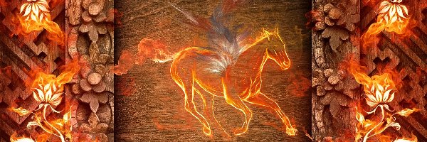 Koń, Ogień, Grafika