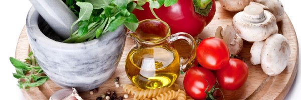 Bazylia, Pieczarki, Pomidory, Olej, Papryka