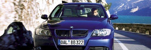 BMW, Samochód, Góry, Droga, Alpina, B3, Turbo, Niebieski