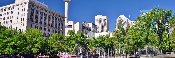 Sadzawka, Miasta, Park, Wodotryski, Panorama, Calgary