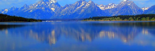 Stany Zjednoczone, Park Narodowy Grand Teton, Stan Wyoming, Jezioro Jackson Lake, Góry Teton Range
