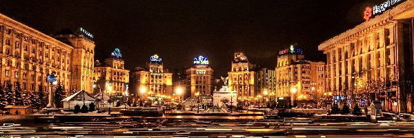 Kijów, Noc, Miasto, Ukraina