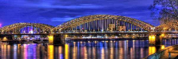 Hohenzollern Bridge, Nadrenia Północna, Cologne, Niemcy, Westfalia