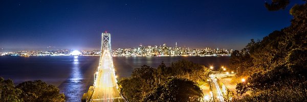 San Francisco, Miasto Nocą, Stany Zjednoczone, Most