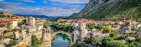 Bośnia i Hercegowina, Rzeka Neretwa, Mostar, Góry, Most