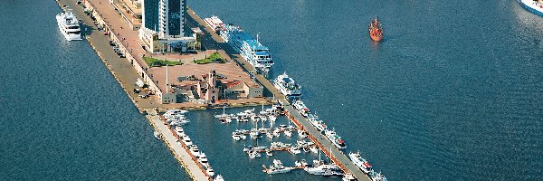 Statki, Port, Budynki, Łodzie, Odessa, Ukraina