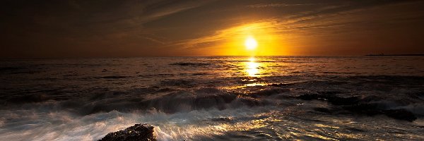 Kamienie, Zachód słońca, Morze