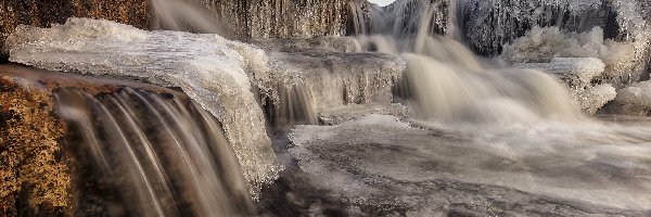 Skały, Lód, Wodospad Cauldron Falls, Szkocja