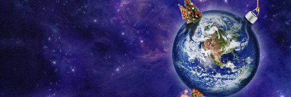 Ziemia, Świat, Planeta, Bombka, Boże Narodzenie, Grafika