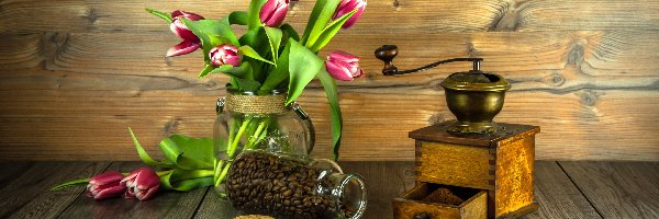 Słoik, Tulipany, Młynek, Kawa