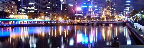 Most, Panorama, Miasta, Nocna, Melbourne, Yarra, Rzeka
